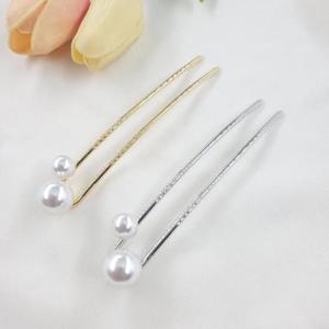 진주 헤어핀 머리핀 메탈 U핀 뒤꽂이 비녀