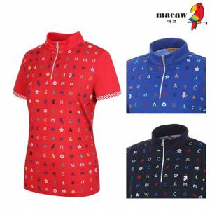 [마코] (여성)알파벳 패턴 집업 반팔 티셔츠_MLW2TH12