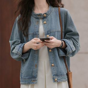 [패션시그널] 차이나라운드버튼락 워싱 데님자켓 BE2F99