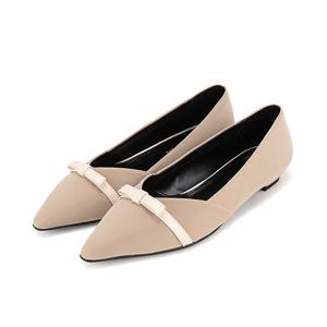 [바바라(슈즈)]리본 배색 포인트 포인티드토 쿠션 플랫 BBH502BE