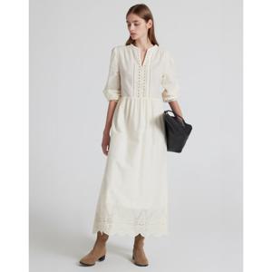 아떼 바네사브루노 여성 24FW 아이보리  반오픈 펀칭 자수 긴팔 원피스 VLDR4D401IV