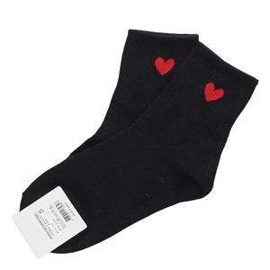 여성용 하트 패션양말 검정색(3족)