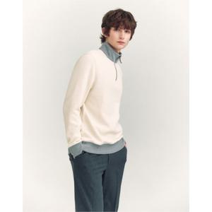 [헤지스] 아이보리 배색 하프집업 맨투맨(HZTS4D401IV)