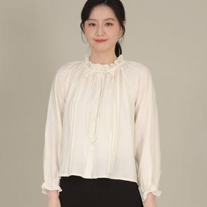 애비뉴투지 엄마옷 세줄 핀턱 리본 끈 셔링 긴팔 봄 여름 블라우스 B03510