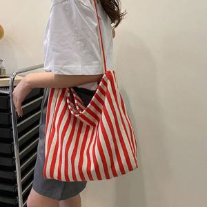 여자 데일리 세로 줄무늬 숄더백 에코백 대학생 가방