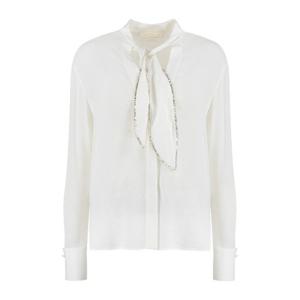 제니 푸시-보우 칼라 사이드 슬릿 헴 셔츠 74AAL637N0187 003