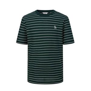 [헤지스남성] 그린 트윌조직 스트라이프 반팔 티셔츠(HZTS5B505E3)