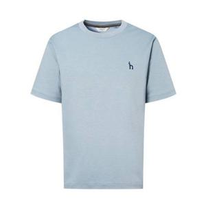 [헤지스남성] 블루 반팔 크루넥 티셔츠(HZTS5B501B2)