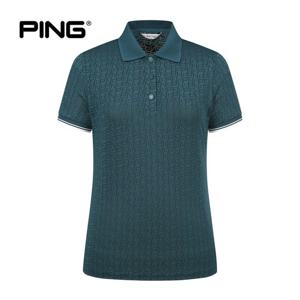 [PING] 여성 로고 자가드 카라 반팔 티셔츠