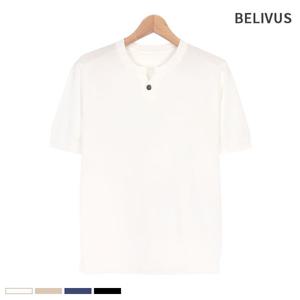 [빌리버스]빌리버스 남자 반팔티 BRE043 헨리넥 버튼 니트 여름