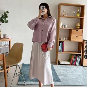 아트박스/옷자락 여자 캐주얼 샤틴 2컬러 출근룩 블라우스