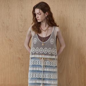 [MAXZA] 보헤미안 크로셰 레이어드 뷔스티에 원피스