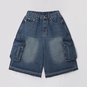 [엠엔씨][MNC] 카고워싱 버뮤다 뒷밴딩청반바지 (MDSP334FF)