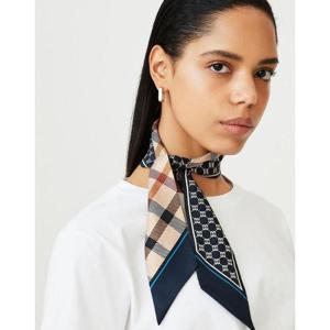 [닥스핸드백][선물포장+쇼핑백] [DCSC5F121N2] [SILK 100]네이비 체크프린트 쁘띠 실크스카프