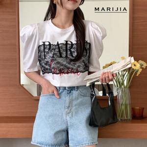 [마리지아][MARIJIA] 파리레이스 퍼프 반팔티_MTEB21128