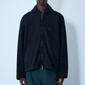 26 SS 발렌시아가 로고 모티프 프론트 코튼 플리스 집업 후드 자켓 블랙 839072 TPM14 1000