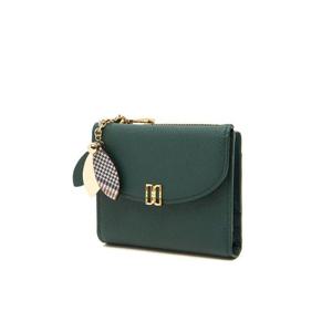 [닥스ACC][선물포장/쇼핑백동봉]그린 가죽 체크 플라워 장식 반지갑 DCWA2F307E2