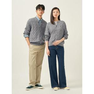 [빈폴멘] 코튼 케이블 라운드 카디건 - 그레이 (BC585AC183)