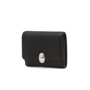 JAWA5F111BK[TATE][지폐수납가능] 블랙 가죽 오발 장식 3단 반지갑