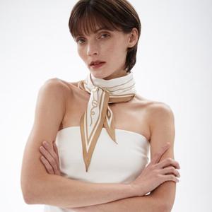 [헤지스] [SILK100%] 베이지 H클립 마름모 실크 스카프 [HISC5F502I2]