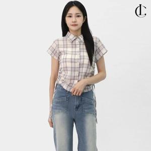 엘케이트 여자 반팔 셔링셔츠 스트랩 여름 체크 남방 LCR117