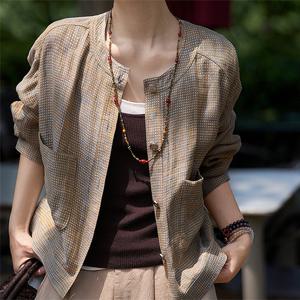 [패션시그널] 아웃포켓 라운드넥 체크자켓 BCA092