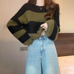 스트라이프 퍼 포인트 루즈핏 긴팔티 3컬러 HY-4099