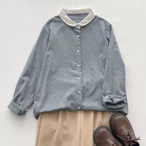 레이샤 배색 카라 셔츠_NC3BL009