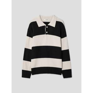 (455951LY15) [에잇세컨즈] 보더 스트라이프 칼라넥 니트  블랙