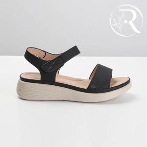 [디자이어로즈] 여자 발편한 검정색 가죽샌들 쿠셔닝