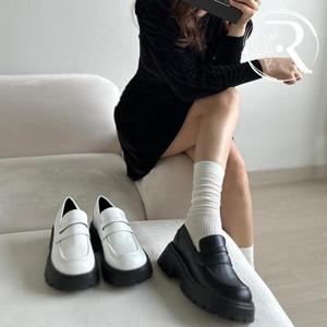 [디자이어로즈] 가을 가보시 통굽 가죽로퍼 6cm 단화