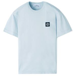 (명품) 24SS 스톤 가슴패치라운드반팔티 스카이블루