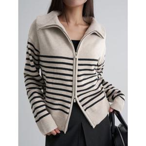 (12595AMQ8A) [에잇세컨즈] 스트라이프 집업 니트  베이지