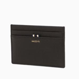 [헤지스ACC] 블랙 로고프린트 소가죽 카드지갑 HJHO5F502BK