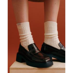 JASS5F030I2 [선물박스포장] 여성 로고라벨 꽈배기 울혼방 장목양말 2종세트