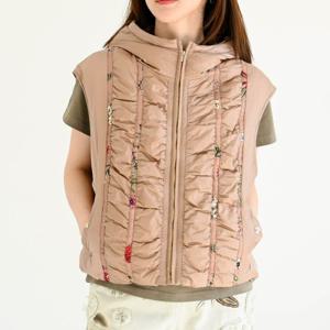 [비꼴리끄(여성)]셔링 배색 후디 패딩조끼 B252PV1010