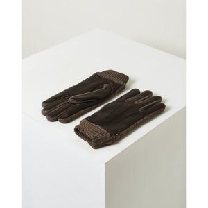 [헤지스]HJGV5F110W3_남성 브라운 소재배색 염소가죽 장갑