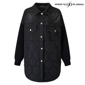 [나인식스뉴욕]데님 패딩 배색 루즈핏 긴팔 자켓 (NP4JK002L0)