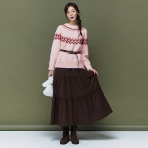 플라스틱아일랜드  (PR4WS162) C 셔링 티어드 코듀로이 스커트