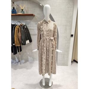 페이지플린  (F5COP501) 카라넥 프린트 쉬폰 롱 원피스