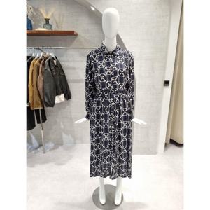 페이지플린  (F5COP500) 카라넥 프린트 쉬폰 롱 원피스