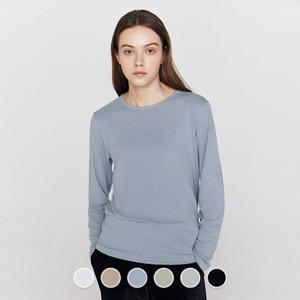 [지오다노] 여성 겨울 기모 라운드넥 기본핏 솔리드 무지 면 긴팔 티셔츠 325917