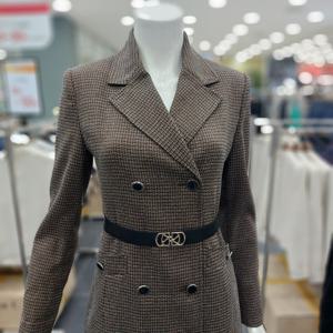 [아니베에프]카라넥 체크 더블버튼 원피스 A39WOP300_GN