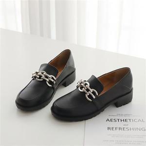 귀여운로퍼 여성 볼드실버체인 로퍼 단화 3.5cm 데일리구두 3컬러