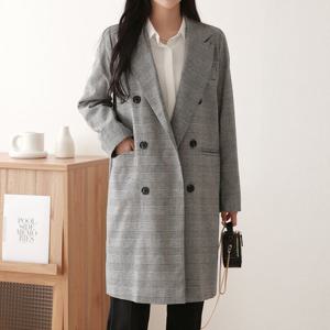 [플랜비컬렉션] 모던 글렌체크 더블 롱 자켓_PM2510JK030C