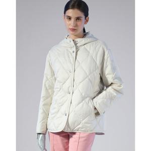 닥스 골프 여성 25FW PREMIUM 아이보리 경량 자수 퀼티드 후드 중힙 점퍼 DNJU5D714IV