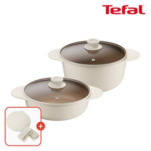 테팔 인덕션 주물 아이콘 냄비 2종(곰솥24+전골24)(+실리콘 냄비손잡이+냄비받침)
