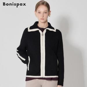 [보니스팍스(Bonispax)] 울 라인배색 집업 니트 가디건 (택가격 179000원)