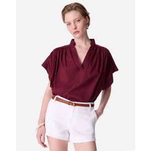 아떼바네사브루노 25SS 백화점BEST시즌오프 와인 셔링 면 반팔 블라우스 VIBL5E214D2