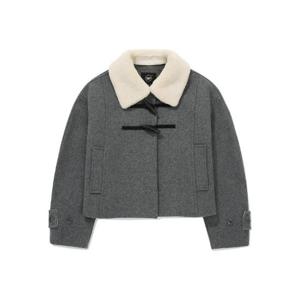 커버낫자켓 JQS CO2404CT71-CH 우먼 크롭 시어링 카라 더플 코트 Charcoal